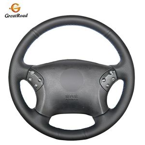 DIY Black genuine leather customized Car Steering Wheel Cover for Mercedes Benz W203 C-Class 2001-2007 car accessories