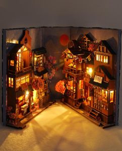 Libro de bricolaje Nook SH Insertar kits Miniatura Dollhouse con caja de muebles Blossoms Cherry Bookends Juales Juguetes Regalos 2206106471263