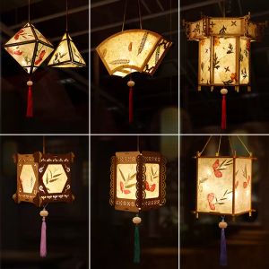 Bricolage style rétro chinois Portable incroyable fleur fleur lumière lampe fête lanternes rougeoyantes pour le cadeau du Festival de la mi-automne