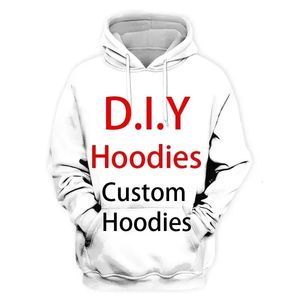 Bricolage personnalisé concevoir vos propres images décontracté Streetwear sweats à capuche impression 3D hommes femmes Hip Hop Harajuku sweats à capuche 231229