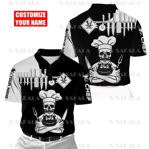 DIY Nombre personalizado Skull Master Chef Art Lengend Cool 3D Impreso Hombres Mujeres Thin Polo Shirt Collar Manga corta Street Wear Casual Tee 1 220704gx