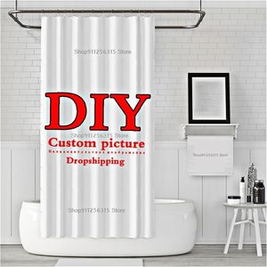 DIY Imagen personalizada Cortina de ducha Impresión 3D Baño Cortina de poliéster impermeable Pulpo Lavable Decoración de baño Gota 220616