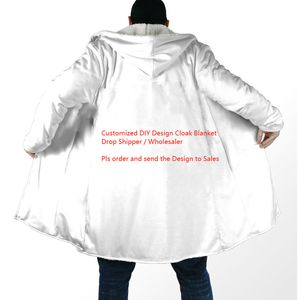 DIY personalizado 3D impreso sudadera con capucha larga Duffle Topcoat con capucha manta capa chaqueta gruesa algodón cachemira polar 220704