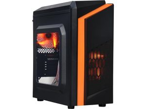 DIY-F2-O Boîtier pour ordinateur de jeu mini tour micro-ATX USB 3.0 noir/orange avec 2 ventilateurs LED orange (préinstallés)