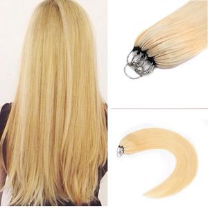 Extensiones de cabello DIY Feather micro loop Color rubio negro marrón 100 hilos cordón elástico teñible Cómodo de usar y reutilizable 18 