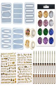 Le kit de moule à casting de piles de bricolage comprend 30 pièces Clip de cheveux 5 Moules de résine en silicone Moules de bijoux époxy Moules en épingle à cheveux HWA32453206