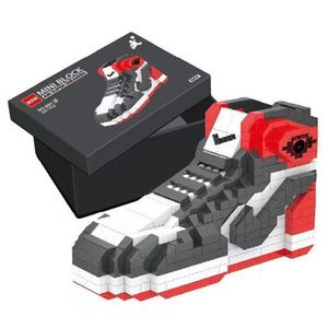 DIY Mini bloque de construcción niños deporte baloncesto zapatos zapatillas modelo Anime edificio ladrillos juguetes montaje para bloques juguete niños regalos