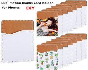 Porte-cartes en cuir PU adhésif pour portefeuille de téléphone portable, vierge par Sublimation, pour l'arrière du téléphone, étui mince pour carte de crédit, 8563513