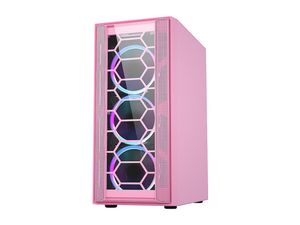 Diypc arc-en-ciel-flash-f4-p rose USB 3.0 acier / verre trempé ATX Mid Tower Computer Case, 4 x 120 mm Autoflow Rainbow LED ventilateur (préinstallé)