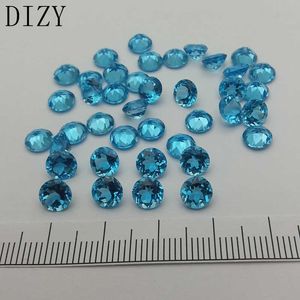 DIZY Swiss Blue Topaz Round Facette Cut 6.0 mm Environ 1.0Cts Pierre précieuse naturelle en vrac pour la fabrication de bijoux à bricoler soi-même en argent et en or H1015