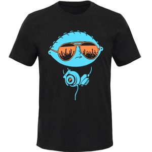 DJ Stewie Tshirt Hip Hop Homme Tops Tees Heavy Metal Summer Crew Neck 100% Coton Hommes T-Shirt Rappeur T-shirt Personnalisé Street Music 210706