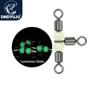 DNDYUJU 10050 pièces connecteur pivotant de pêche lumineux baril roulant 3 voies perles fluorescentes hameçon leurre ligne matériel 240313