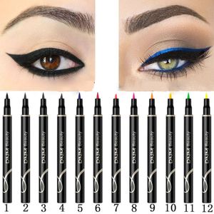 DNM coloré mat liquide Crayon Eyeliner imperméable Liner bleu blanc des yeux Outils cosmétiques