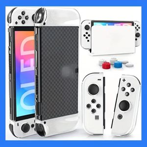 Coque Dockable Cover Hard PC Protector Case pour Switch OLED Grips pour console et accessoires avec 6 capuchons de pouce