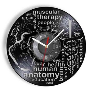 Doctor enfermera médico caduceo disco de vinilo reloj de pared clínica artesanía decoración diseño moderno reloj de pared enfermera practicante regalo H1230