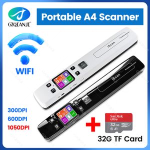 Document Scanners Wifi Wireless Mini Portable A4 Document Scanner Images JPG PDF Formate Reader Pen with TF Card 16G 32G 1050 dpi USB Wired ISCAN 230704