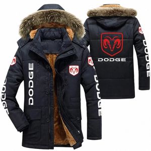 Dodge Logo Vestes d'hiver Cott pour hommes Parkas à capuche Doublure en fourrure d'agneau en peluche Hommes Épaississement froid Fi Veste de moto Z8An #