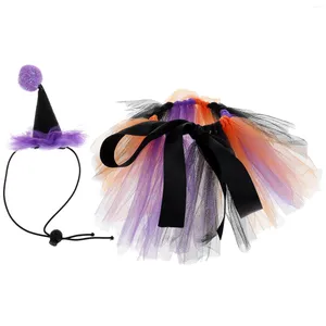 Ropa para perros 1 set Halloween Pat Falda y sombrero Kit de tocado Suministros de disfraces para mascotas Gato Cosplay Ropa