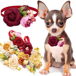 Vêtements de chien 10pcs Bowtie pour la fleur d'automne diamant petit chat à nœud papillon collier de grâces de grâces