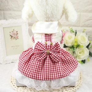 Vêtements de chien 2024 Summer Pet Plaid Robe Tutu Jupe Mariage Princesse Robes Vêtements de mode pour petits chiens Yorkie XS-XXL