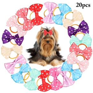 Ropa para perros 20 unids Varios estilos Arcos para mascotas Bandas de goma para el cabello Suministros de aseo para perros Accesorios para gatos