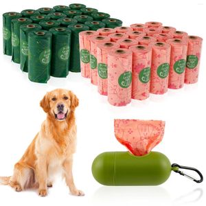 Vêtements pour chiens 40 rouleaux de sacs de merde distributeur anti-fuite Pet PE déchets compostables sac portable solide