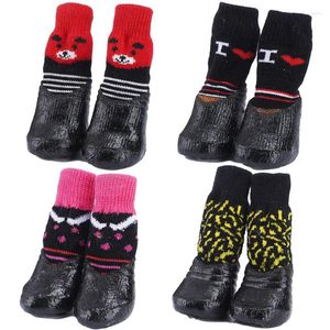 Appareils pour chiens 4pcs / Set Coton Soft Cotton Pet Chaussures XS / XL Rubber Afficulanes non glissées Tricot à glissement