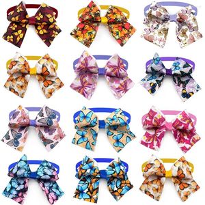 Ropa para perros 50/100pcs Bowties Patrón de mariposa Estilo de verano Aseo Pequeño Pajarita Accesorios para mascotas