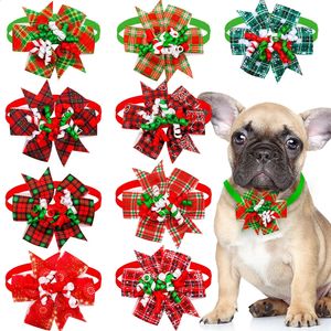 Ropa para perros 50 unids al por mayor de invierno pajaritas de perro collar de perro con cinta a cuadros Navidad aseo collar de gato para perros pequeños accesorios para mascotas 231109