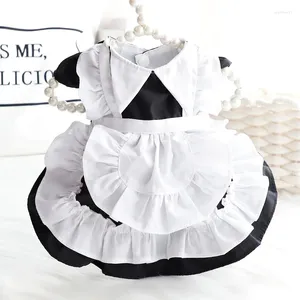 Ropa para perros color negro verano perros de moda princesa vestido diácono anime criada lolita pequeño traje chien vestidos para mascota