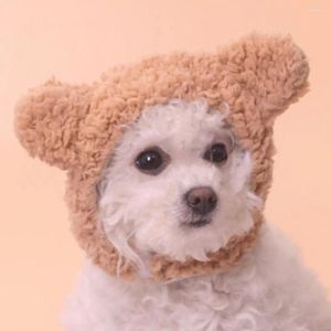 Vêtements pour chiens Chapeaux de chat Chapeau de chiot léger Polaire Polaire Garder au chaud Coiffe d'animal de compagnie élégante avec cadeau d'oreilles d'ours