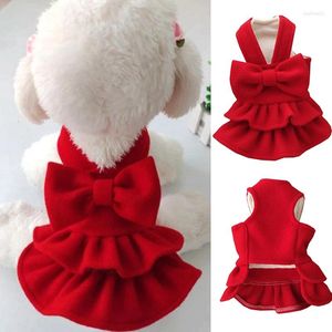 Ropa para perros Vestidos de princesa de Navidad Nudo de arco Cachorro Gato Falda Vestido de año para mascotas Espesamiento Ropa de lana Navidades