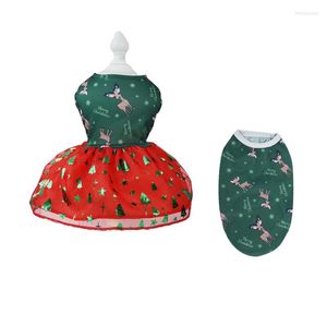 Ropa para perros Vestido de árbol de Navidad Ropa para mascotas Estampado de ciervos Chaleco Ropa para perros Gato Pequeño Lindo Fino Verano Verde Moda Niño Niña Chihuahua