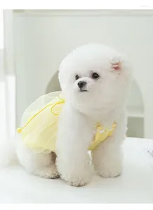 Vêtements de chien vêtements robe de fil jaune pour petit chiot chat de compagnie printemps été jupe de costume mignon