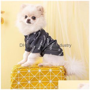 Ropa para perros Diseñador Ropa para perros Ropa de lujo con letras clásicas Patrón Verano Sedoso Camisetas para mascotas Suave Elástico Transpirable Cachorro S Dhovr