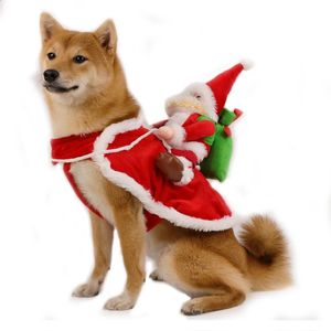 Vêtements pour chiens Costume de chien Vêtements de chien de Noël Costume de Père Noël drôle d'équitation pour petits chiens de grande taille Année de vacances Chiot Cadeau Vêtements Manteau 231110