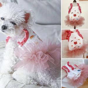 Vêtements pour chiens Dress-up Puffy Hem Dessin animé Modèle Pet Cat Mesh Princess Robe Daily Wear