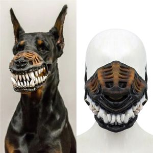 Ropa para perros Moda Bozales divertidos Scary Safty Latex Máscara de boca de goma para juego de rol Cachorro Halloween Cosplay P o Props 230814