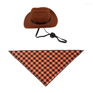 Ropa para perros Festivo Mascota Sombrero de vaquero Pañuelo Set Viste a tu amigo peludo Cumpleaños Po Props para perros y gatos Accesorios