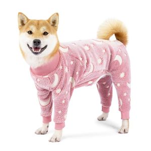 Dog Apparel Flannel Pyjamas Jumpsuit s Pour Medium Large s Bone Moon Pattern Combinaisons Chaudes Manteau Vêtements 230211