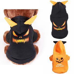 Ropa para perros Disfraz de Halloween para perros Sudaderas con capucha para cachorros Calabaza Perrito Ropa de invierno Sudadera Abrigo con capucha para mascotas Chaquetas para gatos Ropa de juego de rol del diablo Pequeño A90