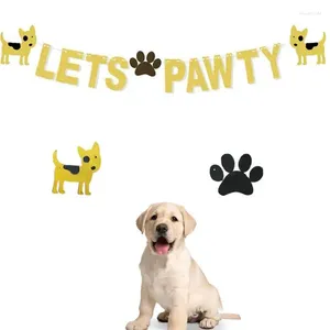 Vêtements pour chiens Let's Pawty Bannières Or Couleur Patte Fanion Bunting Guirlande Bannière Pour Pet Party Décoration Anniversaire Drapeau Suspendu Jouet