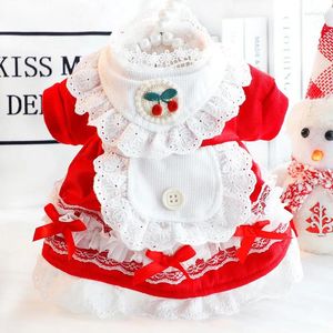 Vêtements de chien Lolita jupe vêtements robe année chiens vêtements Kawaii petit animal de compagnie doux beau costume rouge automne hiver Ropa Para Perro