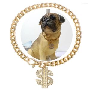 Ropa para perros Cadena chapada en oro de lujo Dólares de metal Collar colgante para perros Bulldog francés Collar de joyería de moda Accesorios para mascotas