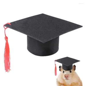 Ropa de perro mini soltero gorra y sombreros para perros gatos hámsters graduación de mascotas con accesorios de disfraces de hámster de borla roja