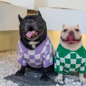 Ropa para perros MPK Polo a cuadros Camisa a cuadros para ropa con cuello en selecciones negras, verdes y moradas (A1709)