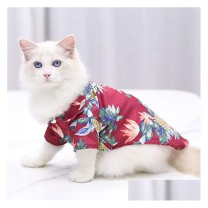 Ropa para perros Camisa hawaiana para mascotas Gato Ropa para perros Ropa Verano Playa Campamento Chaleco Ropa Floral Suave Piña Impreso Camisas Drop Deliv DHXWT