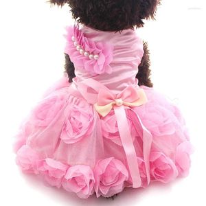 Vêtements pour chiens Pet Princess Robe de mariée Tutu RosetteBow Robes Chat Chiot Jupe Printemps / Été Vêtements 2 couleurs