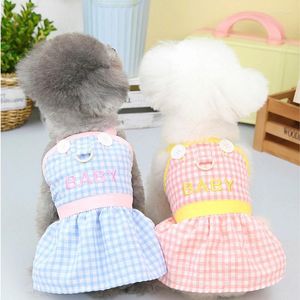 Vêtements de chien Plaid Jarretelle Robe de traction pour chiens Vêtements Chat Vêtements pour animaux de compagnie Petit bébé Imprimer Mignon Mince Summer Girl Produits 2024