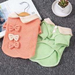 Vêtements de chien Vêtements de style princesse Chemise Bowknot Vêtements pour animaux de compagnie Mode Casual Chiens Mince Costume Doux Rose Bichon Printemps Été En Gros